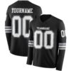 Custom Black White-Gray Long Sleeve Authentic Football Jersey