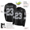 Custom Black Gray Long Sleeve Authentic Football Jersey