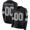 Custom Black Gray Long Sleeve Authentic Football Jersey