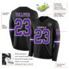 Custom Black Purple-White Long Sleeve Authentic Football Jersey