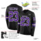 LongSleeve0458-1 Custom Black Purple-White Long Sleeve Authentic Football Jersey