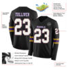 Custom Black White Old Gold-Purple Long Sleeve Authentic Football Jersey