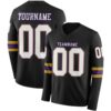 Custom Black White Old Gold-Purple Long Sleeve Authentic Football Jersey