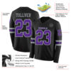 Custom Black Purple-Gray Long Sleeve Authentic Football Jersey