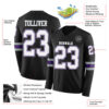 Custom Black White Purple-Gray Long Sleeve Authentic Football Jersey