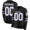 LongSleeve0463 Custom Black White Purple-Gray Long Sleeve Authentic Football Jersey