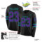 LongSleeve0464-1 Custom Black Purple-Teal Long Sleeve Authentic Football Jersey