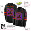 Custom Black Purple-Orange Long Sleeve Authentic Football Jersey