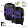 Custom Black Purple-Light Blue Long Sleeve Authentic Football Jersey