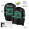 LongSleeve0469-1 Custom Black Kelly Green-White Long Sleeve Authentic Football Jersey