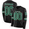 Custom Black Kelly Green-White Long Sleeve Authentic Football Jersey