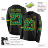 Custom Black Kelly Green-Gold Long Sleeve Authentic Football Jersey
