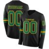 Custom Black Kelly Green-Gold Long Sleeve Authentic Football Jersey