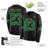 Custom Black Kelly Green-Old Gold Long Sleeve Authentic Football Jersey
