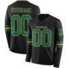 Custom Black Kelly Green-Old Gold Long Sleeve Authentic Football Jersey