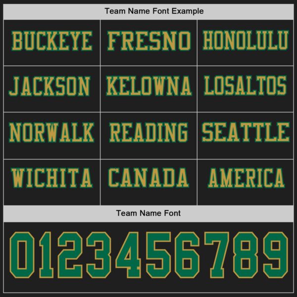 Custom Black Kelly Green-Old Gold Long Sleeve Authentic Football Jersey