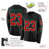 Custom Black Red White-Kelly Green Long Sleeve Authentic Football Jersey