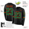Custom Black Kelly Green-Orange Long Sleeve Authentic Football Jersey