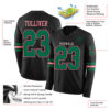 Custom Black Kelly Green-Medium Pink Long Sleeve Authentic Football Jersey