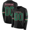 Custom Black Kelly Green-Medium Pink Long Sleeve Authentic Football Jersey
