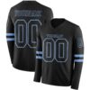 Custom Black Light Blue Long Sleeve Authentic Football Jersey
