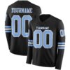 Custom Black Light Blue-White Long Sleeve Authentic Football Jersey