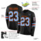 LongSleeve0478-1 Custom Black Light Blue-Orange Long Sleeve Authentic Football Jersey