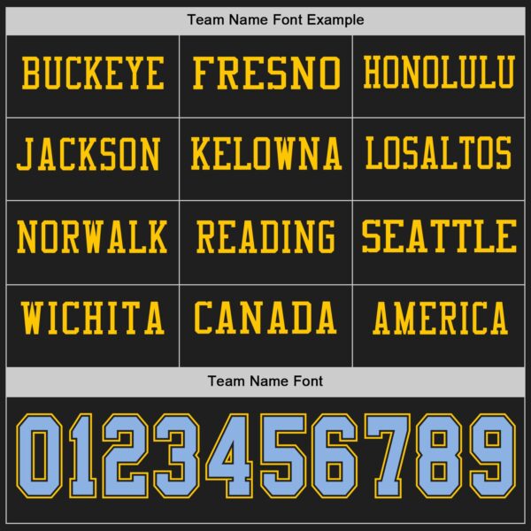 Custom Black Light Blue-Yellow Long Sleeve Authentic Football Jersey