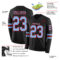 LongSleeve0481-1 Custom Black Light Blue-Red Long Sleeve Authentic Football Jersey