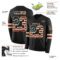 LongSleeve0482-1 Custom Black Vintage USA Flag Cream-Red Long Sleeve Authentic Football Jersey