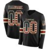 Custom Black Vintage USA Flag Cream-Red Long Sleeve Authentic Football Jersey
