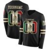Custom Black Vintage Mexican Flag-Cream Long Sleeve Authentic Football Jersey