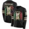 LongSleeve0483 Custom Black Vintage Mexican Flag-Cream Long Sleeve Authentic Football Jersey