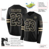 Custom Black Cream Long Sleeve Authentic Football Jersey