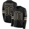 Custom Black Cream Long Sleeve Authentic Football Jersey