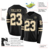 Custom Black Cream Long Sleeve Authentic Football Jersey