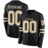 Custom Black Cream Long Sleeve Authentic Football Jersey