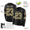 Custom Black Camo-Cream Long Sleeve Authentic Football Jersey