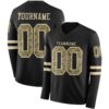 Custom Black Camo-Cream Long Sleeve Authentic Football Jersey