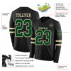 Custom Black Green-Cream Long Sleeve Authentic Football Jersey