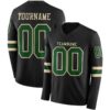 Custom Black Green-Cream Long Sleeve Authentic Football Jersey