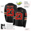 Custom Black Red-Cream Long Sleeve Authentic Football Jersey