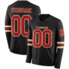 Custom Black Red-Cream Long Sleeve Authentic Football Jersey