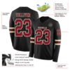 Custom Black Crimson-Cream Long Sleeve Authentic Football Jersey