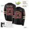 LongSleeve0490-1 Custom Black Burgundy-Cream Long Sleeve Authentic Football Jersey