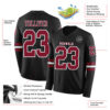 Custom Black Crimson-White Long Sleeve Authentic Football Jersey