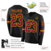 Custom Black Crimson-Gold Long Sleeve Authentic Football Jersey