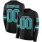 LongSleeve0498 Custom Black Teal-White Long Sleeve Authentic Football Jersey