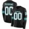 LongSleeve0499 Custom Black White-Teal Long Sleeve Authentic Football Jersey