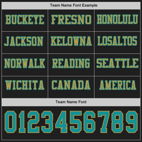 Custom Black Teal-Old Gold Long Sleeve Authentic Football Jersey